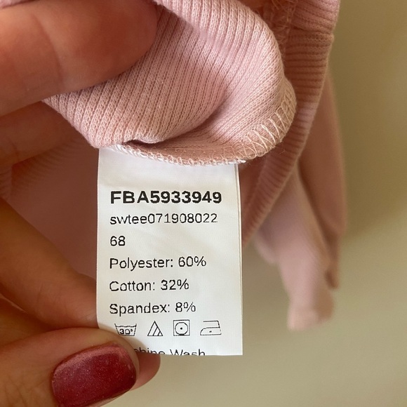 𝅺𝅺⭐️2 FOR $20⭐️ Ruffle Trim Square Neck Pink Long Sleeve Top. SM/M - Picture 11 of 12